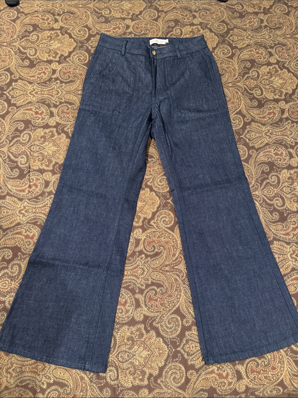 Tory Burch Dark Indigo Wide-Leg Jeans